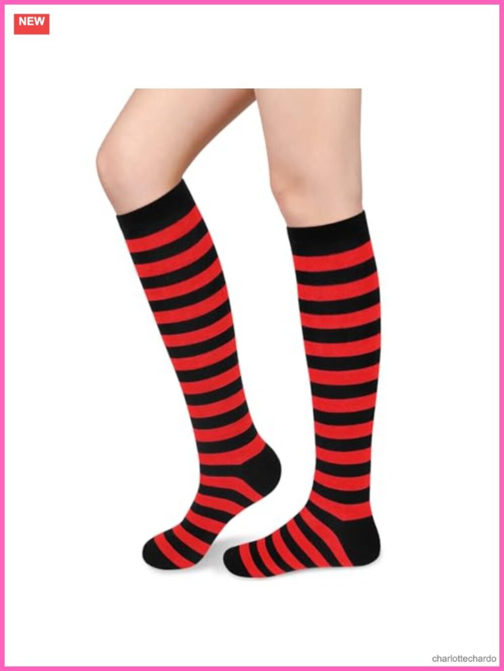 Knee High Socks Cotton Striped Tube Socks for Women Athletic